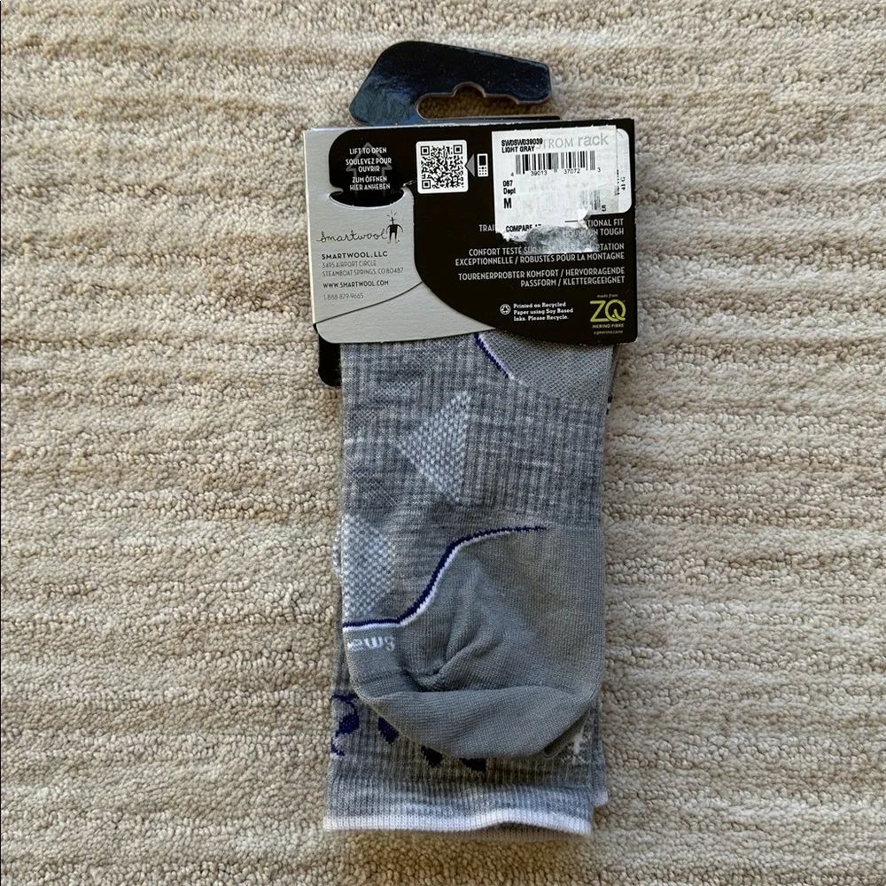 NWT Smartwool Outdoor PhD Hiking Socks Ultra Light Cushion Gray